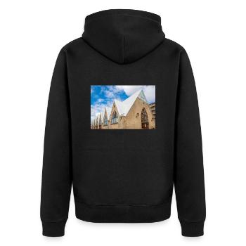 Feskekörka fishmarket Gothenburg City (Göteborg) - Unisex Premium Organic Zip Hoodie - black - Back - Nico (187cm)