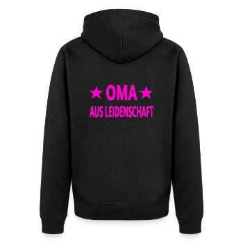 Oma - Unisex Premium Bio Zip Hoodie - Schwarz - Hinten - Nico (187cm)