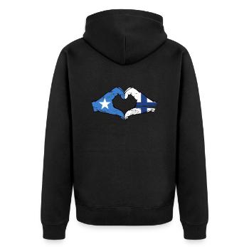 Somalie Finlande drapeau mains forme de coeur utilisé - Veste à capuche bio Premium Unisexe - noir - Dos - Nico (187cm)
