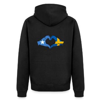 Somalie Suède drapeau mains forme de coeur utilisé - Veste à capuche bio Premium Unisexe - noir - Dos - Nico (187cm)