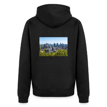 Panoramic View Centre Ville Montreal (Innenstadt) - Unisex Premium Bio Zip Hoodie - Schwarz - Hinten - Nico (187cm)