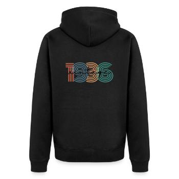 1936 Vintage Retro - Unisex Premium Organic Zip Hoodie - black - Back - Nico (187cm)