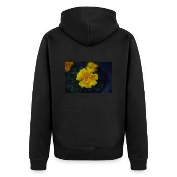 gelbe Blume - Unisex Premium Bio Zip Hoodie - Schwarz - Hinten - Nico (187cm)