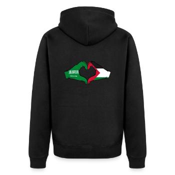 Arabie Saoudite Palestine Drapeau Mains Coeur Forme - Veste à capuche bio Premium Unisexe - noir - Dos - Nico (187cm)