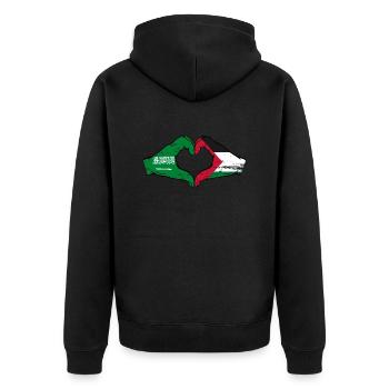 Arabie Saoudite Palestine Drapeau Mains Coeur Forme Utilisé - Veste à capuche bio Premium Unisexe - noir - Dos - Nico (187cm)