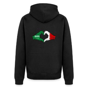 Saudi Arabia Bahrain Flag Hands Heart Shape Used - Unisex Premium Organic Zip Hoodie - black - Back - Nico (187cm)