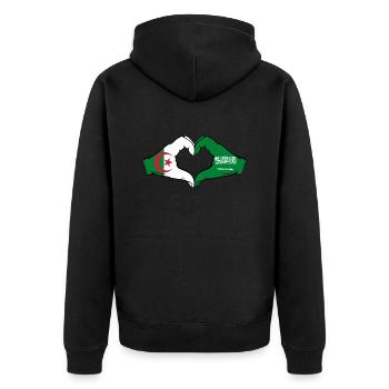 Algerien Saudi Arabien Flagge Hände Herzform - Unisex Premium Bio Zip Hoodie - Schwarz - Hinten - Nico (187cm)