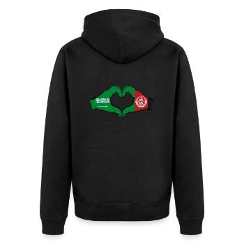 Saudi Arabia Afghanistan Flag Hands Heart Shape - Unisex Premium Organic Zip Hoodie - black - Back - Nico (187cm)