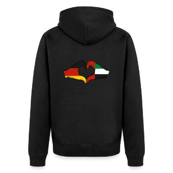 Deutschland Vereinigte Arabische Emirate Flagge - Unisex Premium Bio Zip Hoodie - Schwarz - Hinten - Nico (187cm)