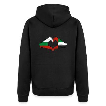 Bulgarie Émirats arabes unis Drapeau Coeur - Veste à capuche bio Premium Unisexe - noir - Dos - Nico (187cm)
