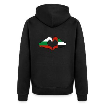 Bulgarie Émirats arabes unis Drapeau Coeur - Veste à capuche bio Premium Unisexe - noir - Dos - Nico (187cm)