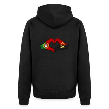Portugal Angola Flagge Hände Herzform - Unisex Premium Bio Zip Hoodie - Schwarz - Hinten - Nico (187cm)