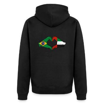 Brasilien Vereinigte Arabische Emirate Herz - Unisex Premium Bio Zip Hoodie - Schwarz - Hinten - Nico (187cm)