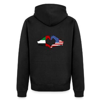 United Arab Emirates USA Heart - Unisex Premium Organic Zip Hoodie - black - Back - Nico (187cm)