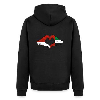 Indonesien Vereinigte Arabische Emirate Herz - Unisex Premium Bio Zip Hoodie - Schwarz - Hinten - Nico (187cm)