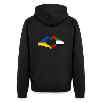Ukraine Vereinigte Arabische Emirate Herz - Unisex Premium Bio Zip Hoodie - Schwarz - Hinten - Nico (187cm)