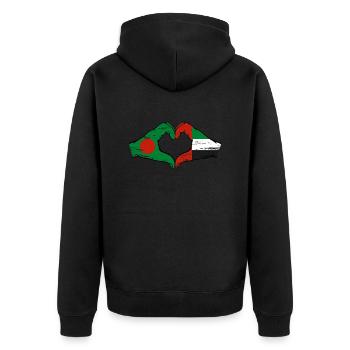 Bangladesch Vereinigte Arabische Emirate Herz - Unisex Premium Bio Zip Hoodie - Schwarz - Hinten - Nico (187cm)