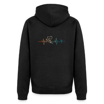 Herzschlag Retro Koch - Unisex Premium Bio Zip Hoodie - Schwarz - Hinten - Nico (187cm)