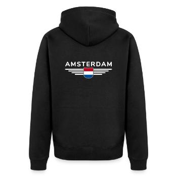 T-shirt Amsterdam Fan pour les amoureux de la Hollande - Veste à capuche bio Premium Unisexe - noir - Dos - Nico (187cm)