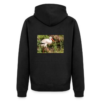 Cigogne blanche (en allemand Weißstorch ou Klapperstorch - Veste à capuche bio Premium Unisexe - noir - Dos - Nico (187cm)