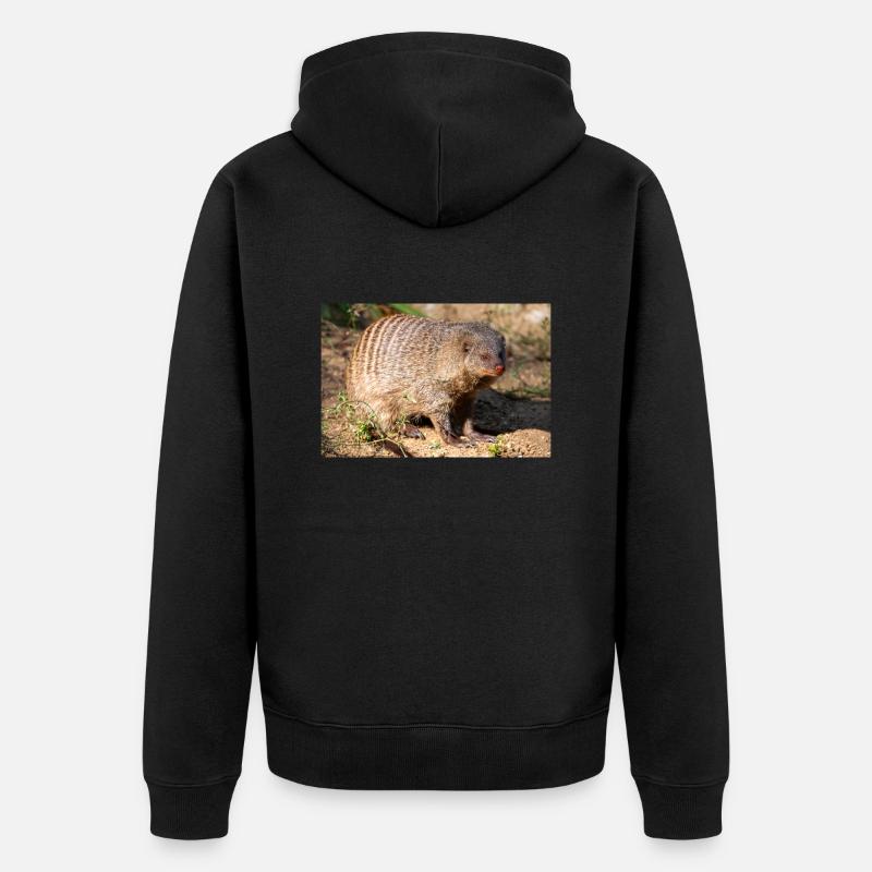 Gebänderte Manguste oder Zebramanguste Zebramanguste - Unisex Premium Bio Zip Hoodie - Schwarz