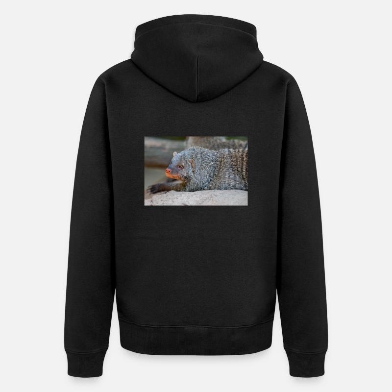Gebänderte Manguste oder Zebramanguste Zebramanguste - Unisex Premium Bio Zip Hoodie - Schwarz