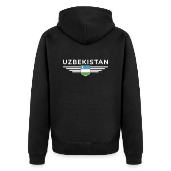 Usbekistan T-Shirt – Stolz und Kultur - Unisex Premium Bio Zip Hoodie - Schwarz - Hinten - Nico (187cm)