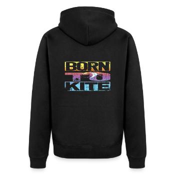 Kitesurfen Retro - Unisex Premium Bio Zip Hoodie - Schwarz - Hinten - Nico (187cm)