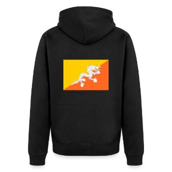 Bhutan - Unisex Premium Organic Zip Hoodie - black - Back - Nico (187cm)