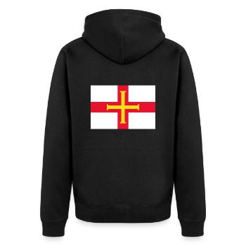 Guernsey - Unisex Premium Bio Zip Hoodie - Schwarz - Hinten - Nico (187cm)