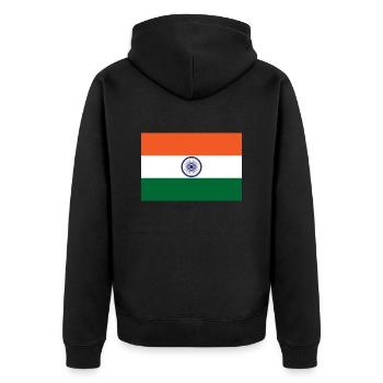Indien - Unisex Premium Bio Zip Hoodie - Schwarz - Hinten - Nico (187cm)