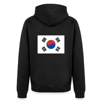 Südkorea - Unisex Premium Bio Zip Hoodie - Schwarz - Hinten - Nico (187cm)