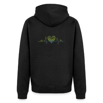 Natur - Herzschlag - Unisex Premium Bio Zip Hoodie - Schwarz - Hinten - Nico (187cm)