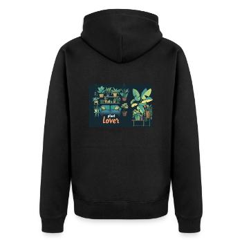 Plant lover - Unisex Premium Bio Zip Hoodie - Schwarz - Hinten - Nico (187cm)