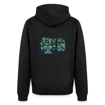 Plant lover - Unisex Premium Bio Zip Hoodie - Schwarz - Hinten - Nico (187cm)