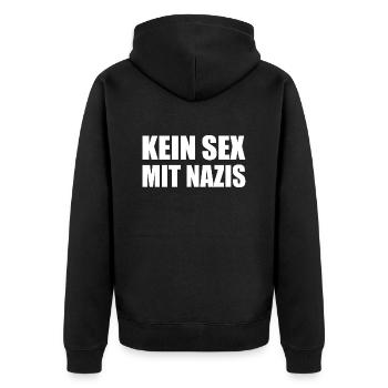 kein sex mit nazis - Unisex Premium Bio Zip Hoodie - Schwarz - Hinten - Nico (187cm)