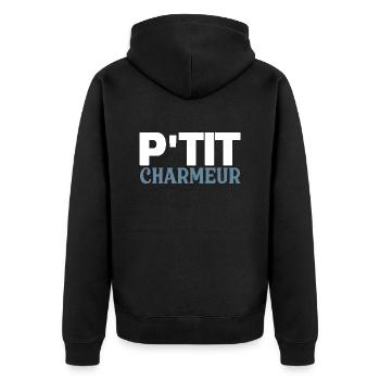 P'tit Charmeur - Bébé - Naissance - Enfant - Veste à capuche bio Premium Unisexe - noir - Dos - Nico (187cm)