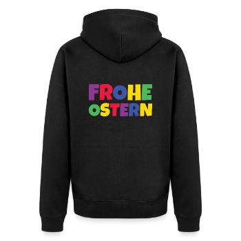 Frohe Ostern Bunt - Unisex Premium Bio Zip Hoodie - Schwarz - Hinten - Nico (187cm)