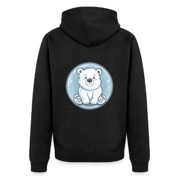 Süßer Eisbär im Cartoon-Stil - Unisex Premium Bio Zip Hoodie - Schwarz - Hinten - Nico (187cm)