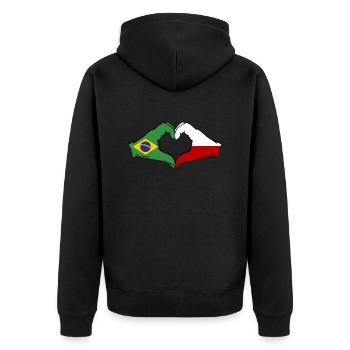 Brésil Pologne Drapeau Mains Coeur Forme - Veste à capuche bio Premium Unisexe - noir - Dos - Nico (187cm)
