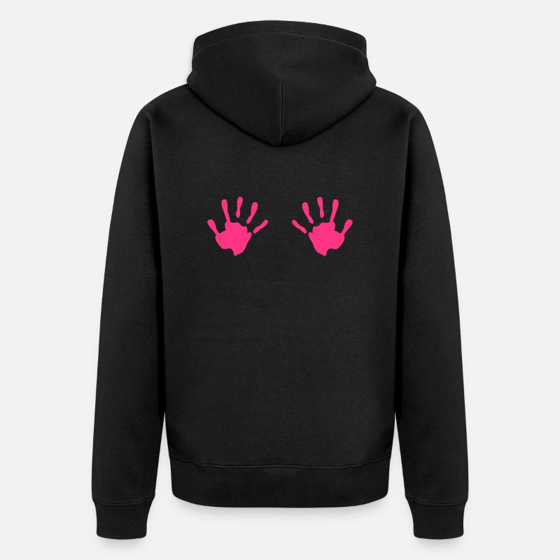 Hand - mains - empreinte de la main - Veste à capuche bio Premium Unisexe - noir