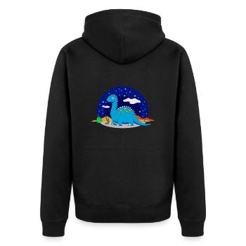 Rêve de dinosaure Brontosaurus étoiles nuit - Veste à capuche bio Premium Unisexe - noir - Dos - Nico (187cm)