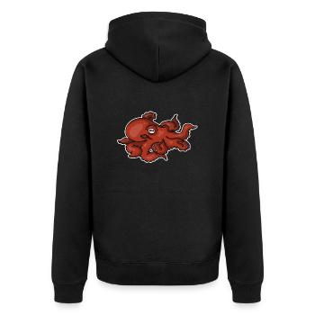 Krake-1 - Unisex Premium Bio Zip Hoodie - Schwarz - Hinten - Nico (187cm)
