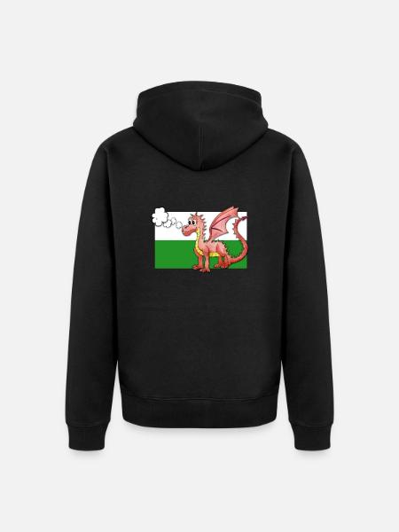 Puffing Welsh Dragon - Gregory - Unisex Premium Organic Zip Hoodie - black
