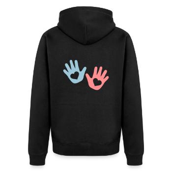 Hände - Unisex Premium Bio Zip Hoodie - Schwarz - Hinten - Nico (187cm)