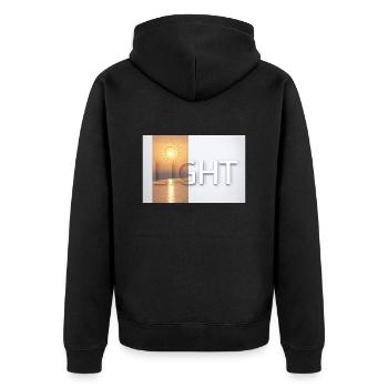 Light - Unisex Premium Bio Zip Hoodie - Schwarz - Hinten - Nico (187cm)