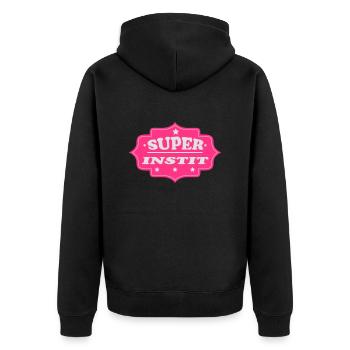Super instit - Unisex Premium Organic Zip Hoodie - black - Back - Nico (187cm)