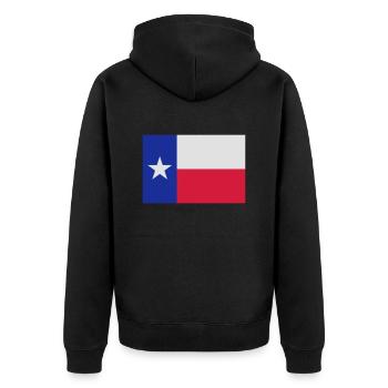 Flag Texas - Unisex Premium Bio Zip Hoodie - Schwarz - Hinten - Nico (187cm)