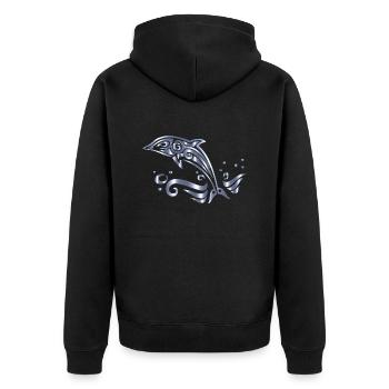 Chromatic Tribal Dolphin 13 No Background - Veste à capuche bio Premium Unisexe - noir - Dos - Nico (187cm)