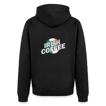 Irish Coffee Cocktail vintage lettering logo retro - Unisex Premium Organic Zip Hoodie - black - Back - Nico (187cm)